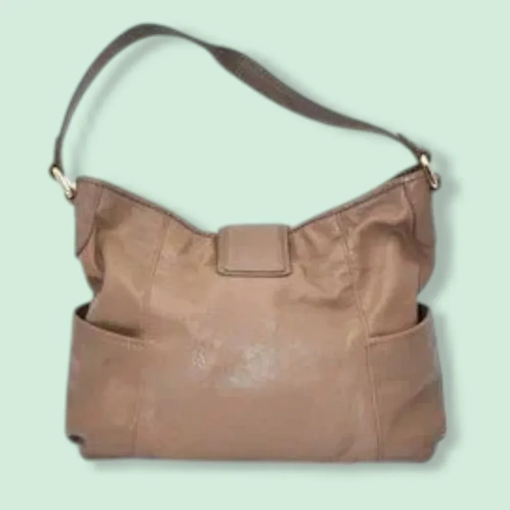 Michael Kors Leather Hobo Purse Shoulder Bag Tan